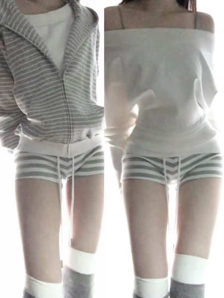 Harajuku Casual Contrast Color Stripe Shorts Women High Waist Drawstring ​slim Fit Vintage Pants Y2k Aesthetic Grunge Trouser - AliExpress 200000345