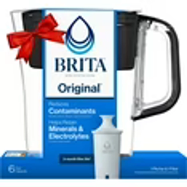 Brita Small 6 Cup Black Denali Water Filter Pitcher with 1 Brita Standard Filter
