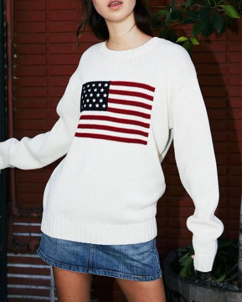 John Galt Women's Flag Crew Neck Sweater