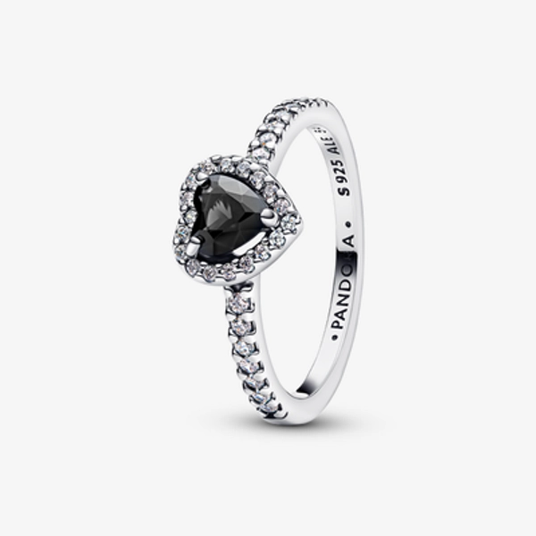 Pandora Elevated Black Heart Ring