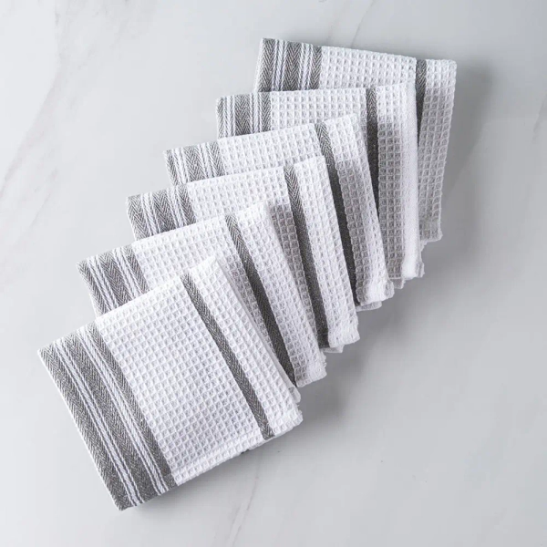 Harman Premium Quality 'Vertical' Cotton Dish Cloth - S/6 (Grey)
