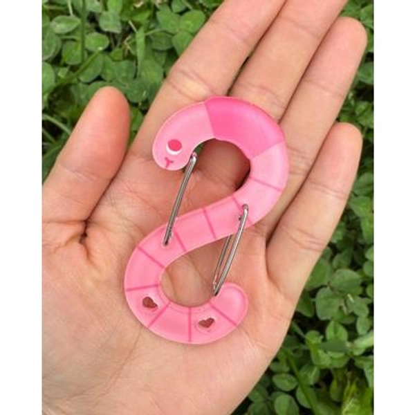 Pink Earthworm Acrylic Carabiner