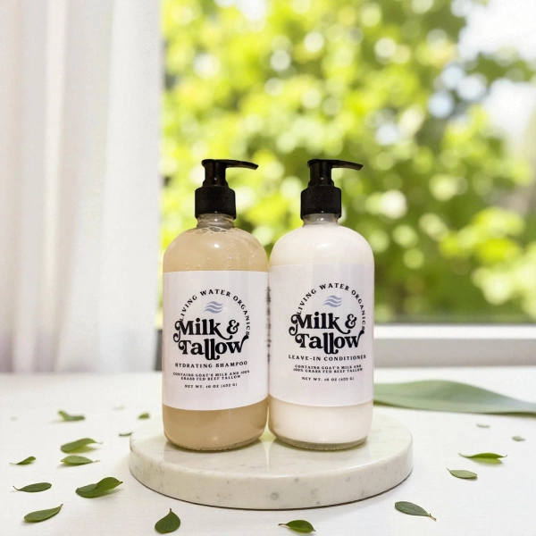Goat Milk & Tallow Shampoo and Conditioner Set Hydrating Curly Hair Care