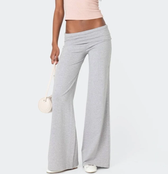Edikted Women's Wide Leg Fold Over Pants
