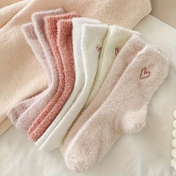 5 pairs   embroidered socks soft fluffy   calf - Temu United Kingdom