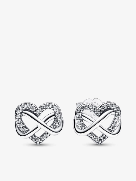 Sparkling Infinity Heart Stud Earrings