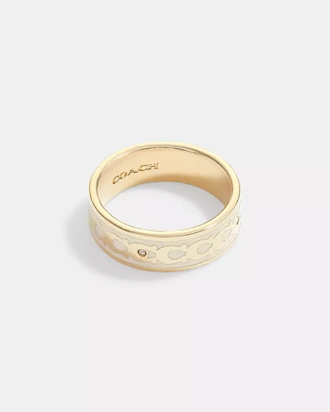 Gold/Chalk Signature Enamel Ring