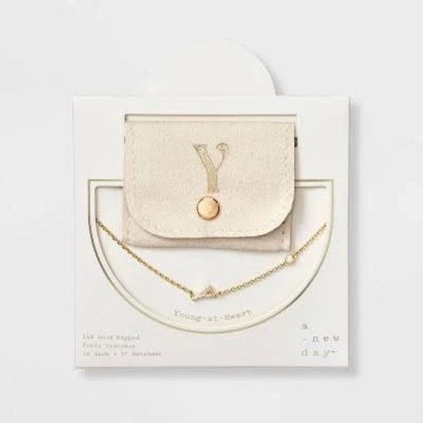 A New Day 14K Gold Cubic Zirconia Y Initial Necklace
