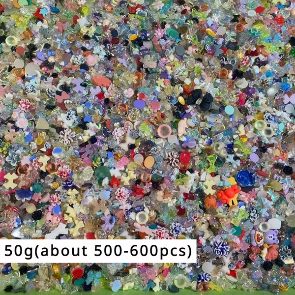 50  500 600pcs 3d assorted   nail charms multi - Temu