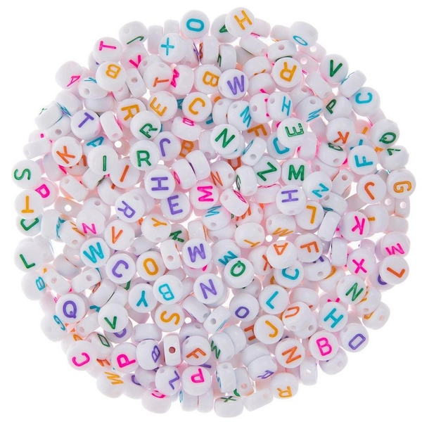 Multi-Color Round Alphabet Beads