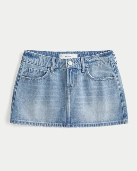 Low-Rise Denim Mini Skort