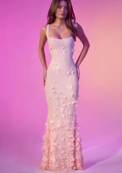 oh polly Embellished Fishtail Corset Gown