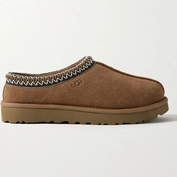 UGG Tasman Embroidered Shearling Slippers - Women - Camel Flat Shoes - US5