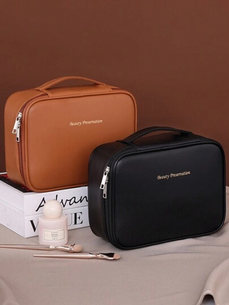 1pc Large Capacity Multi-Layer Makeup Bag, PU Zipper Closure, Handheld & Portable, Home Travel Unisex Gift For Birthday, Mother's Day, Graduation Bag Room Decors, Makeup Bag, Vanity, Make Up Bag, Organizer, Storage, Makeup Bags, Toiletry Bag, Desk Organiser, Cosmetic Bag, Makeup Pouch, Make Up Organizer, Makeup Pouch, Vanity, Makeup Bag, Large Makeup Bag, Christmas Gifts, Pouch, Clutch / Small Handbag, Makeup Organizer, Pouch, Brush Holder, Mini Pouch, Large Capacity Pouch