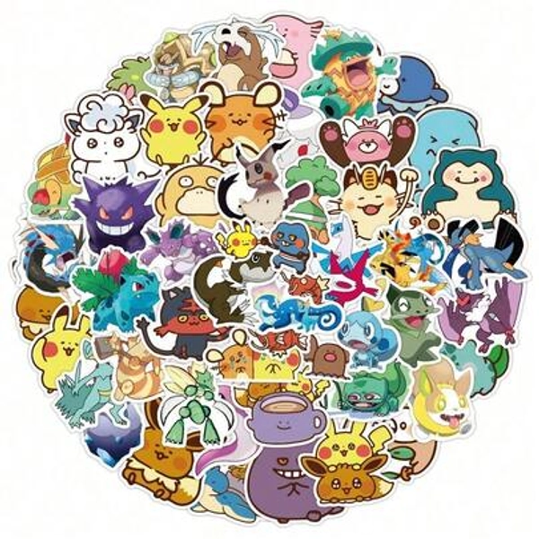 50Pcs Stickers Set, Cute Cartoon Journal Supplies, DIY Decals For Phone Laptop, Styles Shipped Randomly - Size one-size