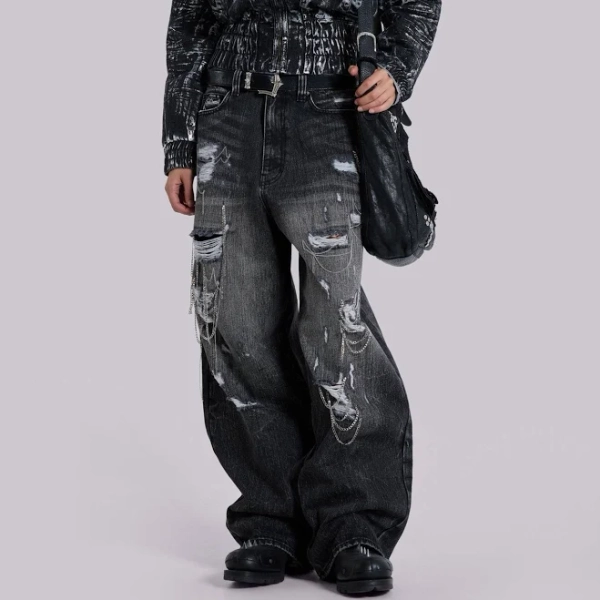 Jaded London Chain Distressed Colossus Jeans