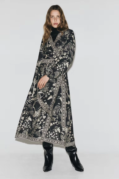Long-Sleeved Wrap Dress