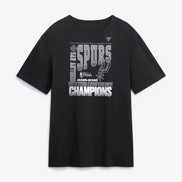 Men's San Antonio Spurs Fanatics Black 2026 NBA Western Conference Champions Stacked Block T-Shirt