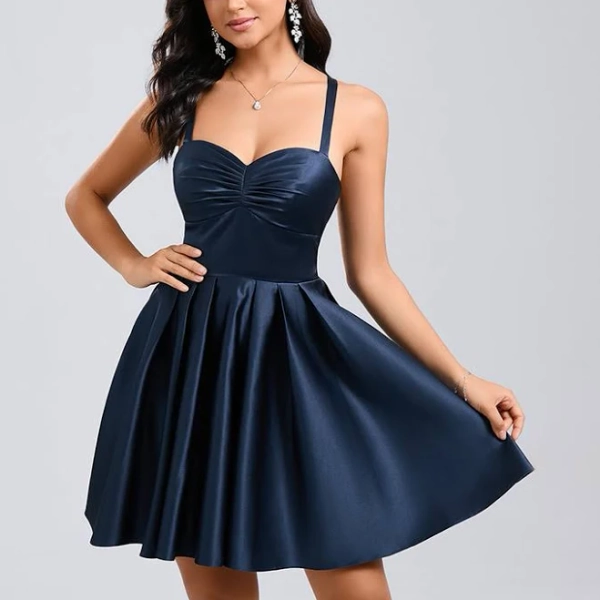 JJ's House A-Line Sweetheart Pleated Satin Homecoming Dress