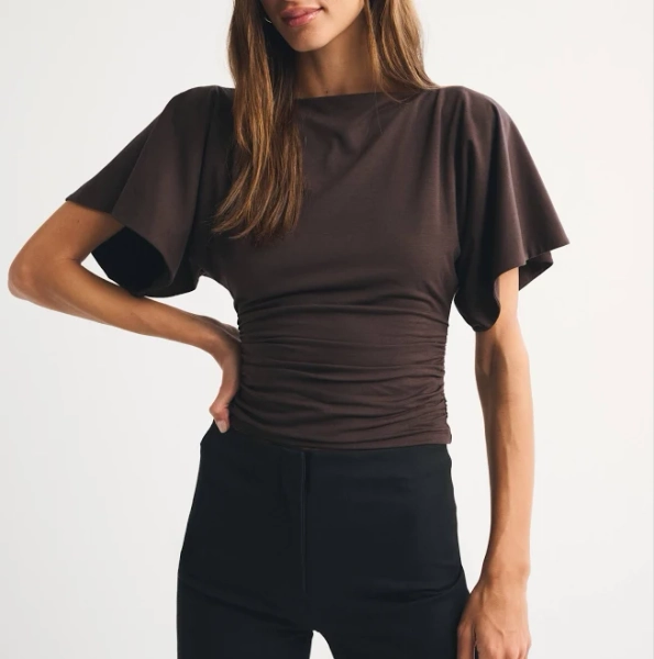 Abercrombie & Fitch Women's Flutter Sleeve Slash Top