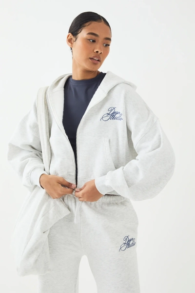 DSGN Studio Contrast Script Boxy Crop Zip Through Hoodie