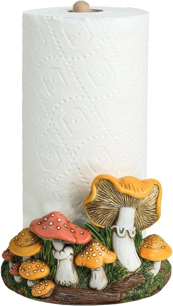 Mushroom Pattern Paper Towel Holder Stand, Cute Retro Resin Kitchen