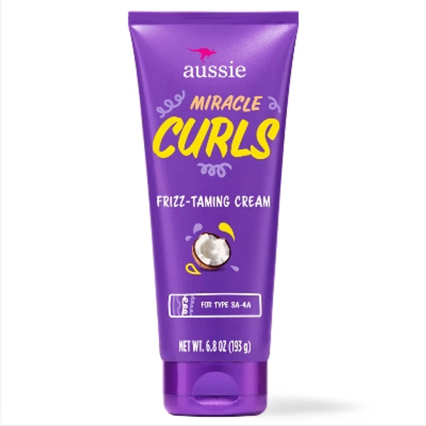 Aussie Miracle Curls Frizz Taming Curl Cream with Coconut & Jojoba - 6.8oz
