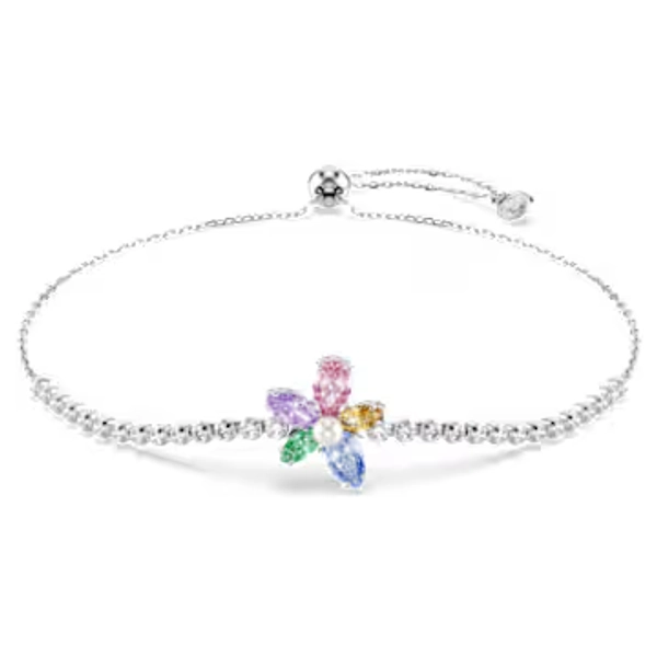 Ariana Grande x Swarovski bracelet, Mixed cuts, Flower, Multicolored, Rhodium plated