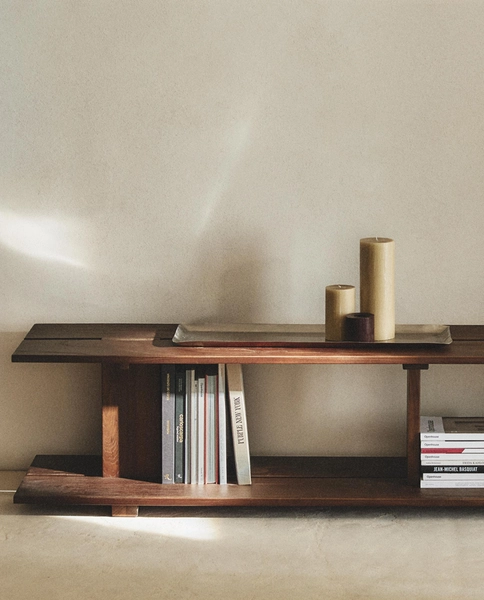 ELM WOOD SHELF WITH TWO SHELVES