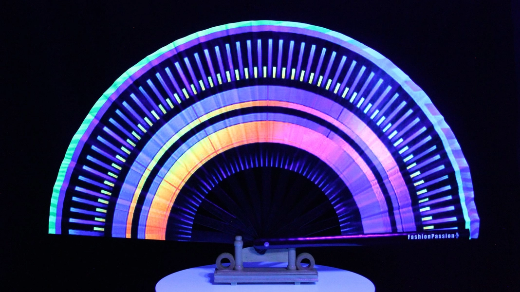 Iris of the Moon Hand Fan / UV Glow Fan / CyberPunk / Futuristic / Rave Accessory / Festival / Loud Clack / Edc / Wonderland / Club Fan