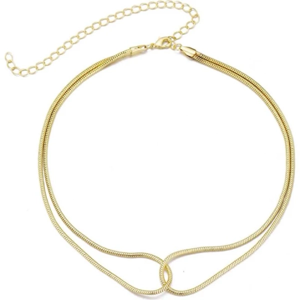 Adornia Women's 14k Gold Plated Interlocking Rope Chain Necklace