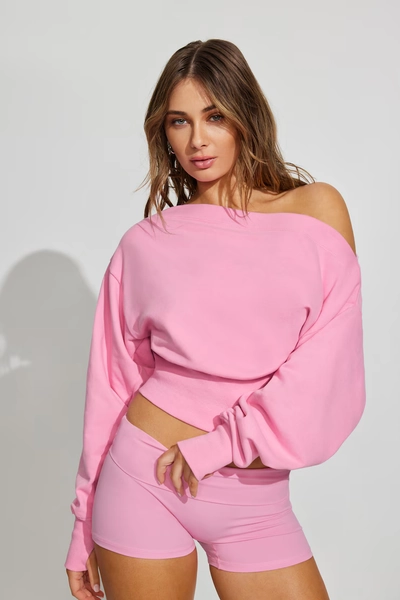 SoftTerry Rib Off Shoulder Sweater