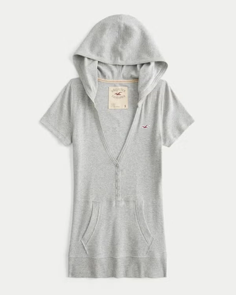 Short-Sleeve Hooded Henley