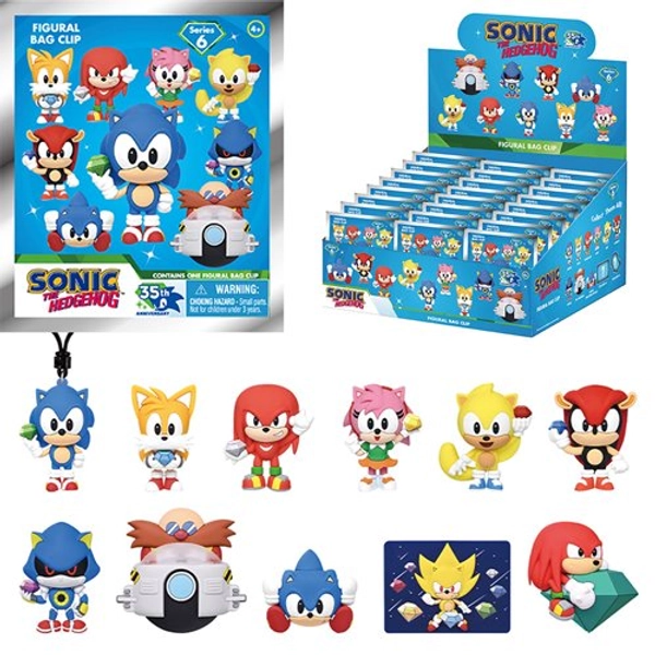 Sonic the Hedgehog 35th Anniversary Series 6 3D Foam Bag Clip Random 6-Pack