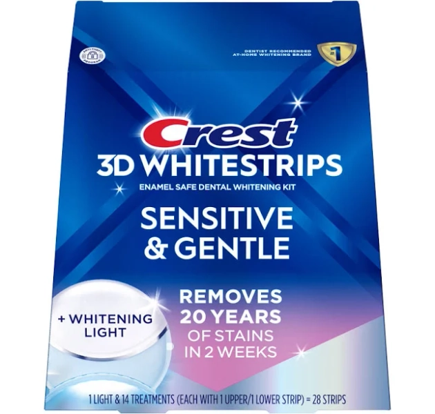 Crest 3DWhitestrips Sensitive + LED Light At-Home Teeth Whitening Kit