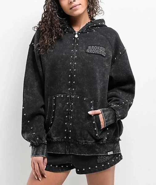 Broken Promises Adorned Zip Hoodie
