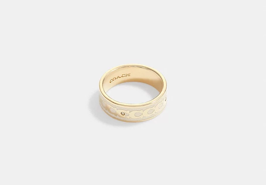 Gold/Chalk Signature Enamel Ring