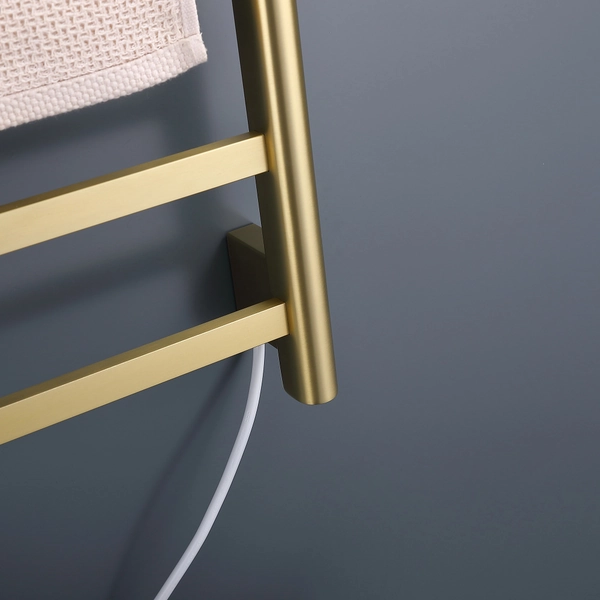 Heated Towel Rack 6-Bar Towel Warmer Rack Electric Towel Drying Rack with Timer, Plug-in/Hardwired