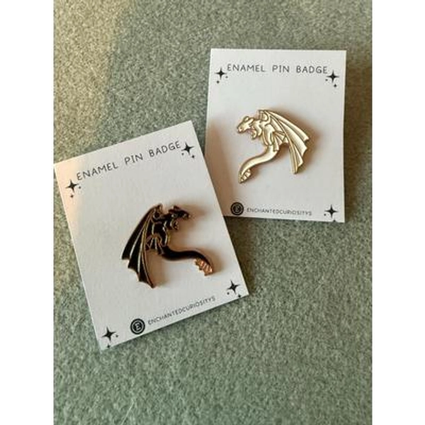 Dragon Black or White Enamel metal pin badge brooch