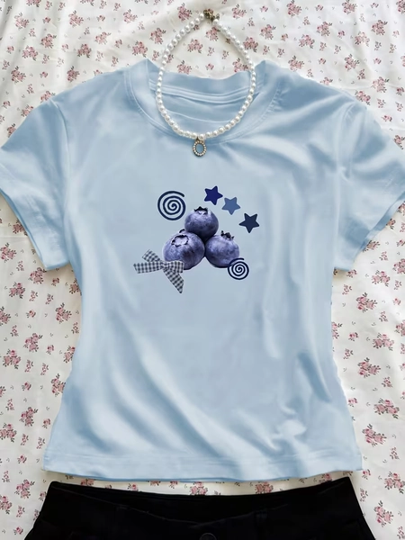 00008 a form fitting top creative trendy blueberry   - Temu