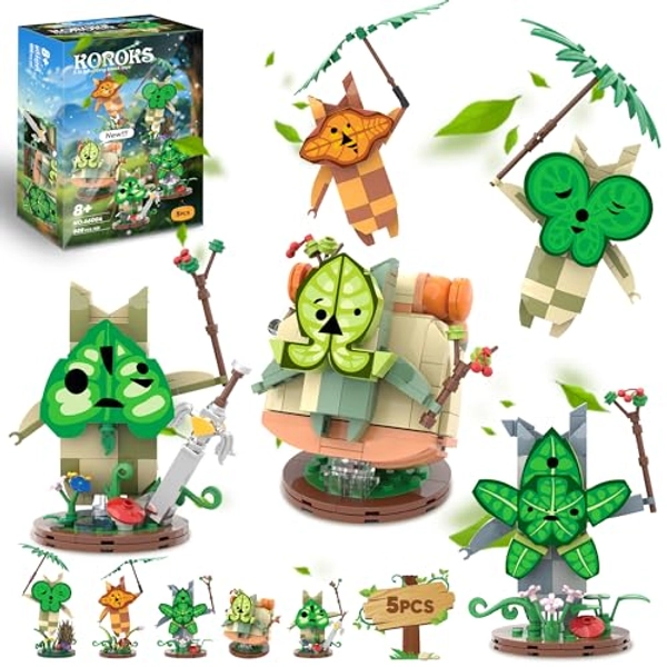 Koroks Building Set, 5 Characters Building Block Sets for BOTW Fans, Cute Game Merch Action Figures, Great Toys Gifts for Fans Kids Adults