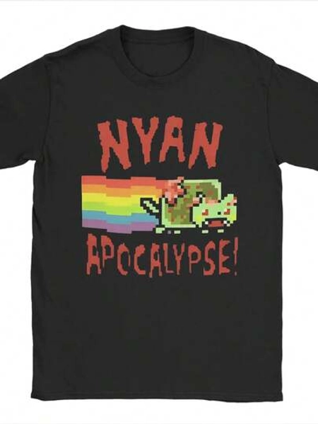 Männer Nyan-Cats Apocalypse Spiel T Shirts Lustige Internet Meme Reine Baumwolle Merch Neuheit Kurza