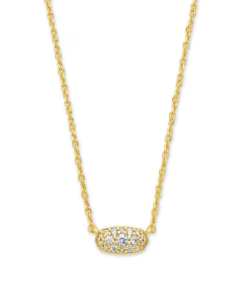 Grayson Gold Pendant Necklace in White CZ