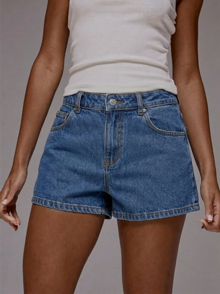 MUSERA Mid Waist Classic Denim Shorts Basics Autumn Fall Cute Streetwear Going Out Casual Core Denim Spring Summer