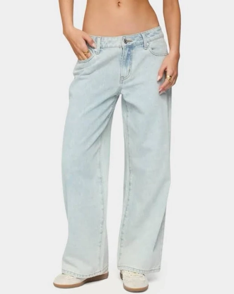 Edikted Petite Bow Pocket Relaxed Jeans