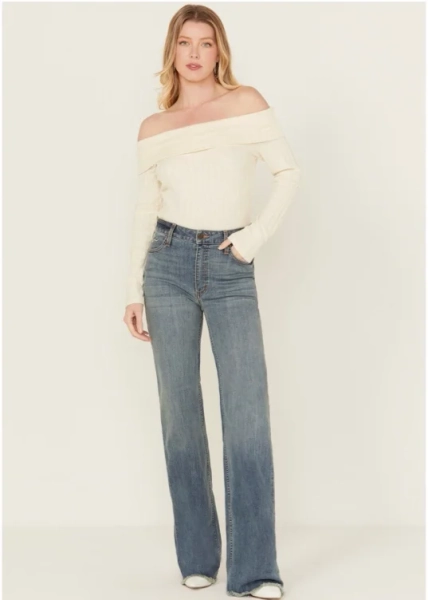 Kimes Ranch Women's Olivia Medium Wash High Rise Wide Leg Jeans