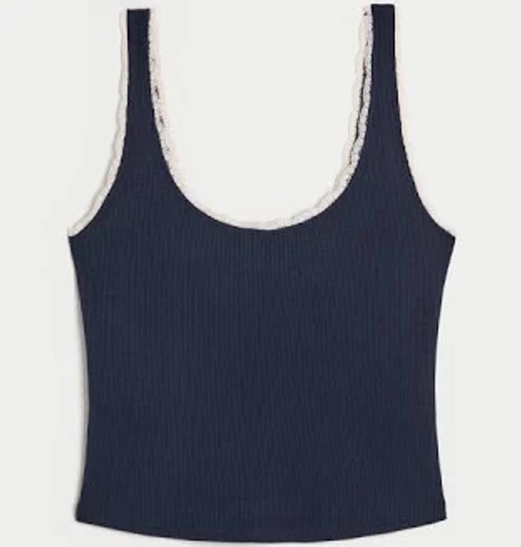 Gilly Hicks Cozy Waffle Lace Trim Tank