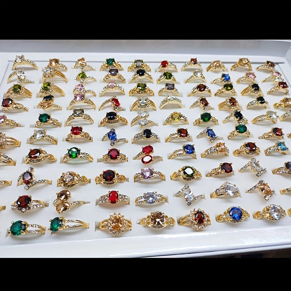25pcs Vibrant Multi-Stone Roostertail Rings - Dazzling Waterish Stones, Endless Combinations, Versatile Mix-and-Match Design, Perfect for Formal Events, Weddings, Parties, And Daily Wear (16mm-20mm Random) Rings for Women Jewelry for Women