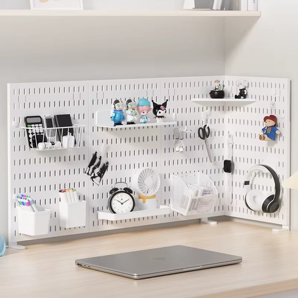 Home Study Storage Pegboard: Suitable for Displaying Figurines, Desk-Top Standing & Clip-On Storage for Furniture Items
