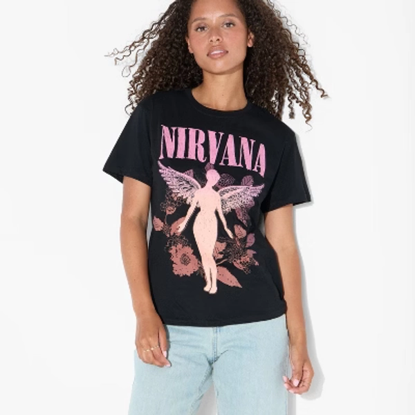 Women's Nirvana in Utero Short Sleeve Graphic T-Shirt - Black XL